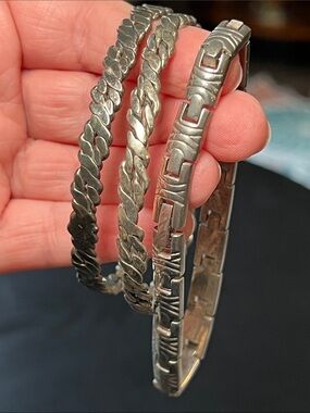 Lot of 3 Vintage Alpaca Silver Mexico Bracelets